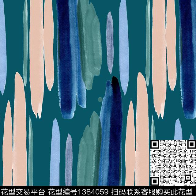 手绘抽象笔画大牌走秀数码印花华亿平台下载（图片编号: 1384059） - 瓦栏（Walan）