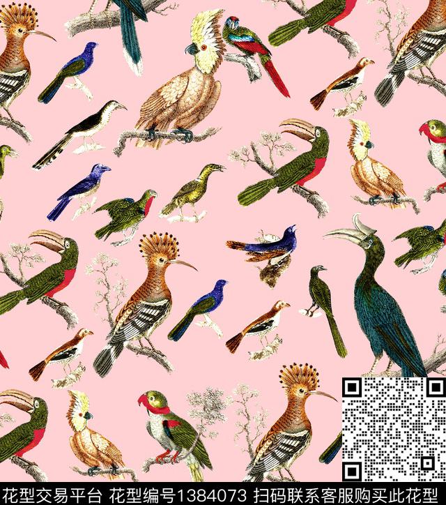 鹦鹉鸟bird数码印花华亿平台下载（图片编号: 1384073） - 瓦栏（Walan）