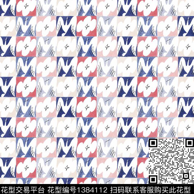 鹦鹉字母线条画数码印花华亿平台下载（图片编号: 1384112） - 瓦栏（Walan）