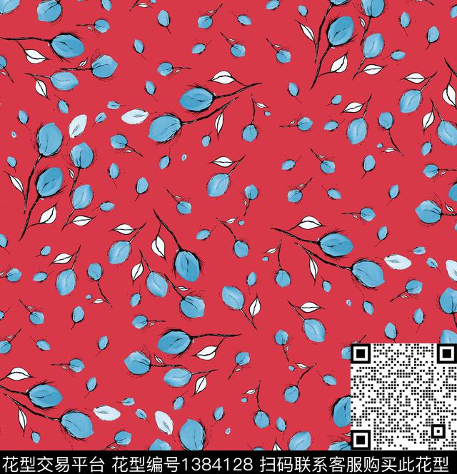 蘑菇小碎花鸟传统印花华亿平台下载（图片编号: 1384128） - 瓦栏（Walan）