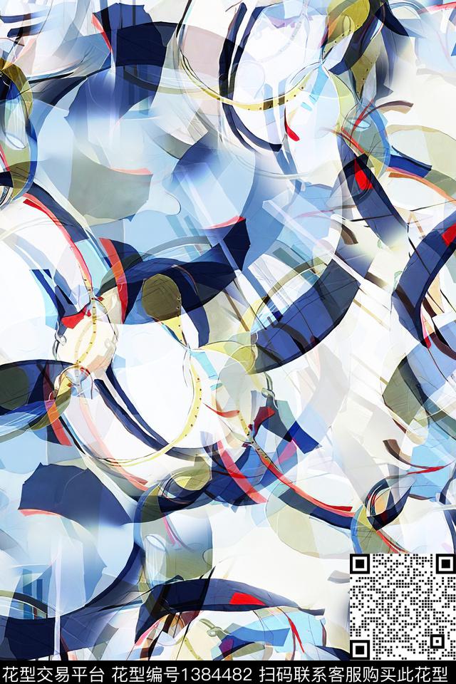 肌理抽象花卉扎染华亿平台数码印花华亿平台下载（图片编号: 1384482） - 瓦栏（Walan）
