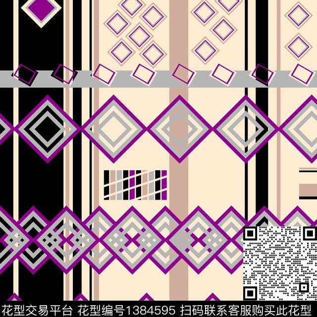 几何格子抽象男装传统印花华亿平台下载（图片编号: 1384595） - 瓦栏（Walan）