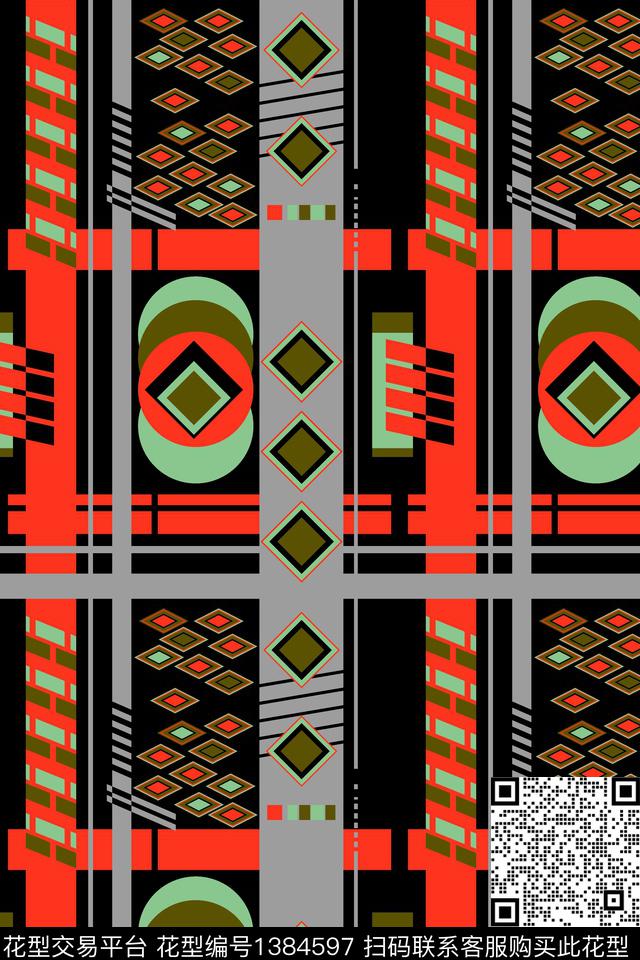 几何男装抽象男装传统印花华亿平台下载（图片编号: 1384597） - 瓦栏（Walan）