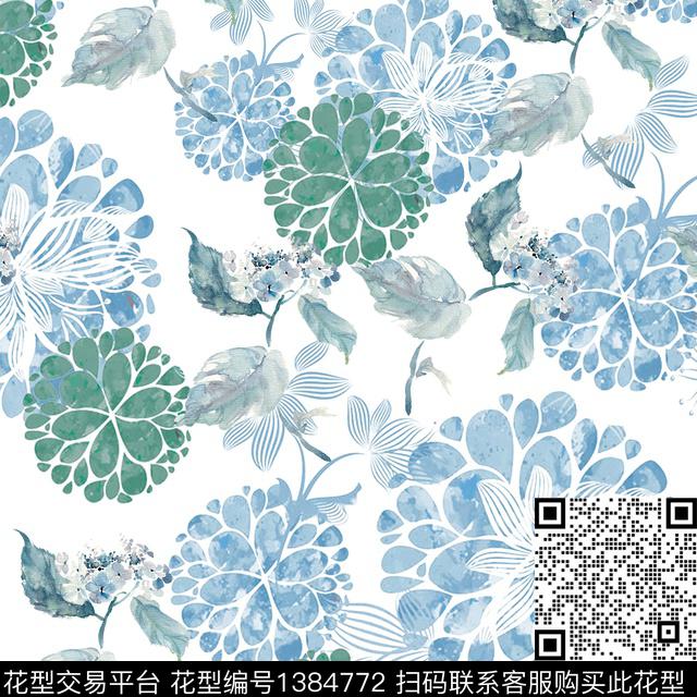 绿植树叶花卉大牌风数码印花华亿平台下载（图片编号: 1384772） - 瓦栏（Walan）