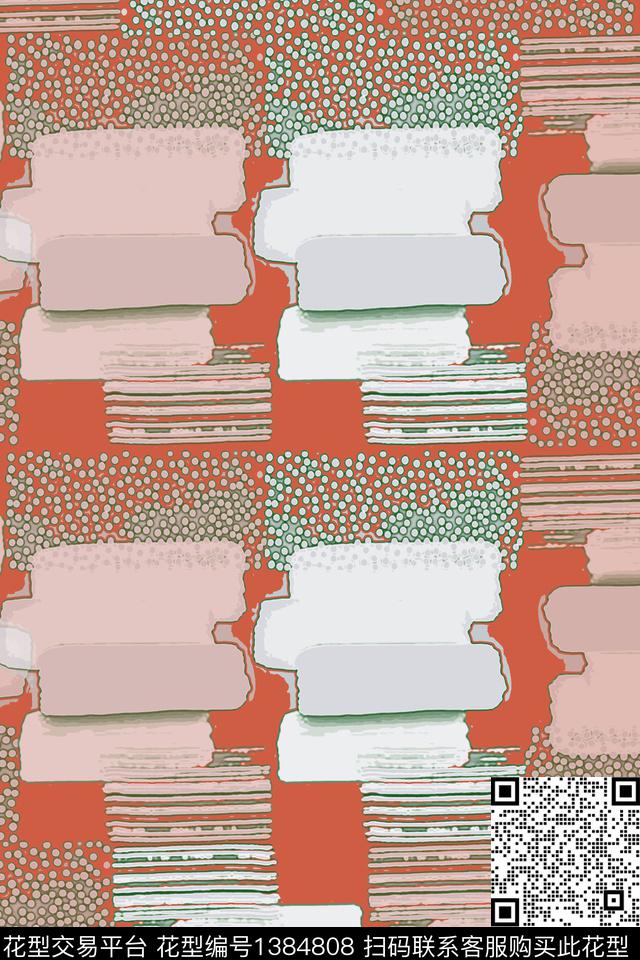 几何条纹圆圈与波点数码印花华亿平台下载（图片编号: 1384808） - 瓦栏（Walan）