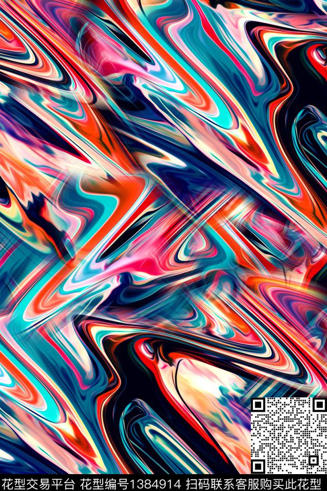 迷彩大牌风抽象数码印花华亿平台下载（图片编号: 1384914） - 瓦栏（Walan）
