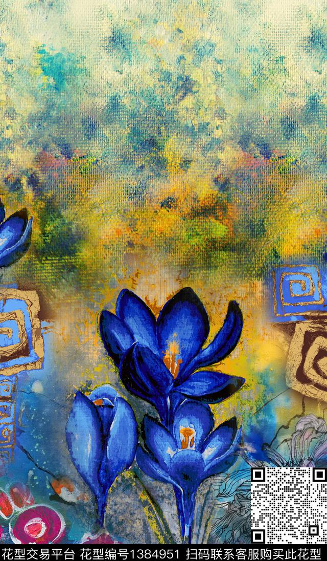 定位花油画华亿平台花卉数码印花华亿平台下载（图片编号: 1384951） - 瓦栏（Walan）