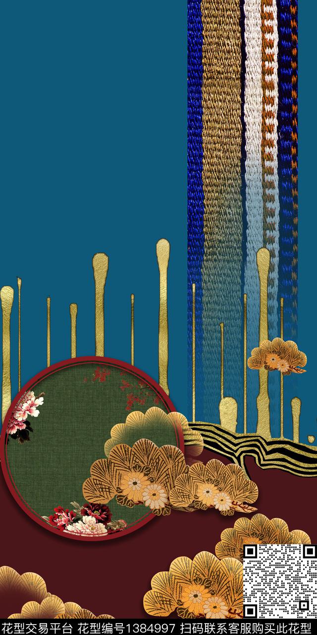 中老年中国风定位花传统印花华亿平台下载（图片编号: 1384997） - 瓦栏（Walan）