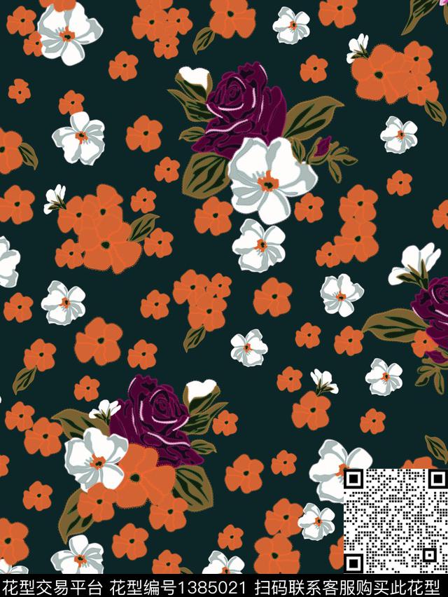 花卉大牌风印花数码印花华亿平台下载（图片编号: 1385021） - 瓦栏（Walan）