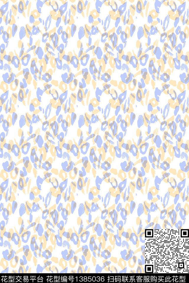 肌理豹纹抽象花卉传统印花华亿平台下载（图片编号: 1385036） - 瓦栏（Walan）