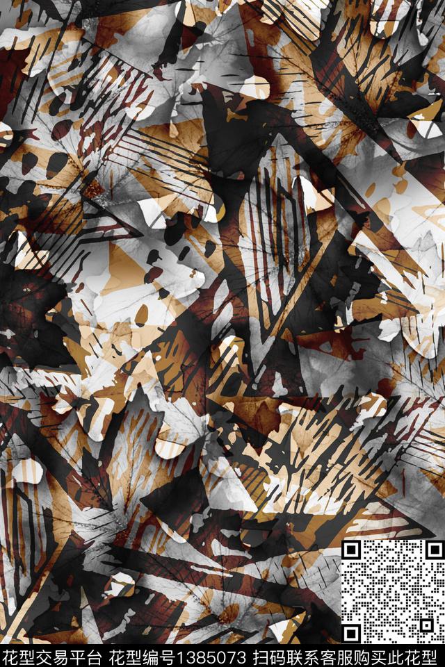 几何肌理抽象花卉数码印花华亿平台下载（图片编号: 1385073） - 瓦栏（Walan）