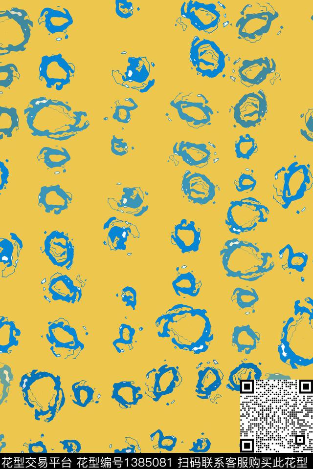 几何抽象圆圈与波点传统印花华亿平台下载（图片编号: 1385081） - 瓦栏（Walan）