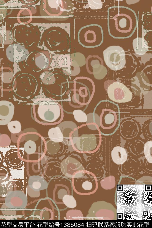 几何抽象圆圈与波点数码印花华亿平台下载（图片编号: 1385084） - 瓦栏（Walan）