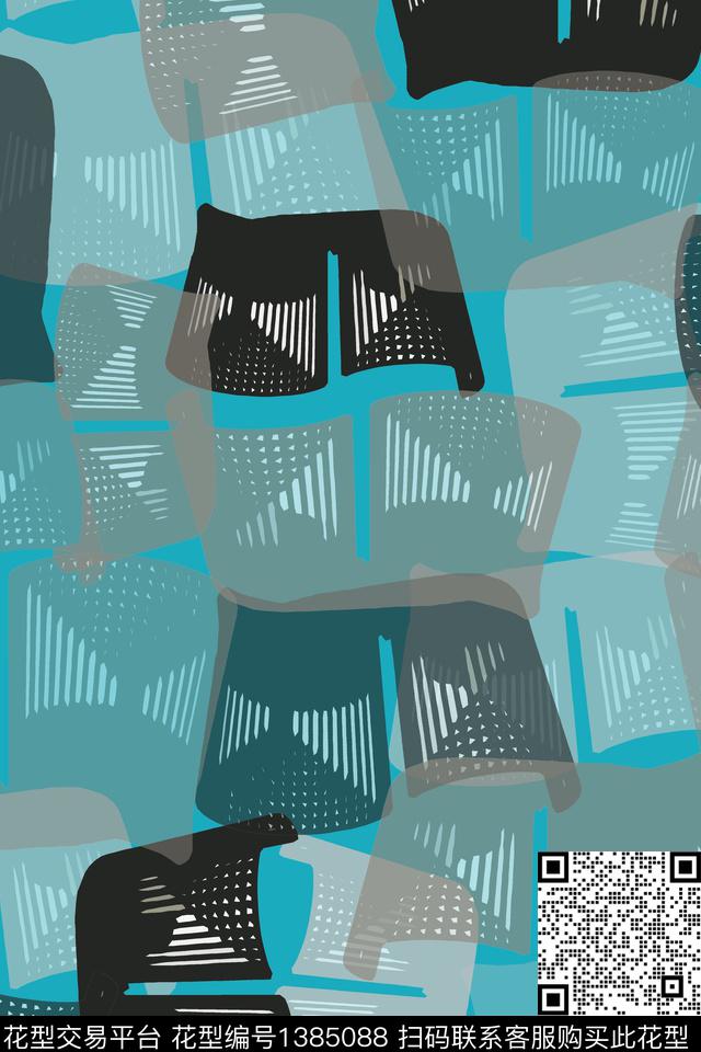 几何格子三角形数码印花华亿平台下载（图片编号: 1385088） - 瓦栏（Walan）