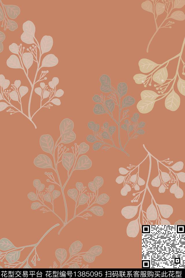 绿植树叶花卉小碎花传统印花华亿平台下载（图片编号: 1385095） - 瓦栏（Walan）