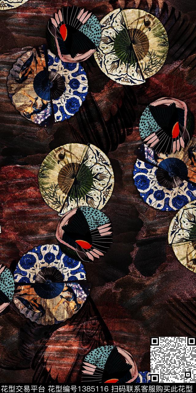 纹理圆形民族风数码印花华亿平台下载（图片编号: 1385116） - 瓦栏（Walan）