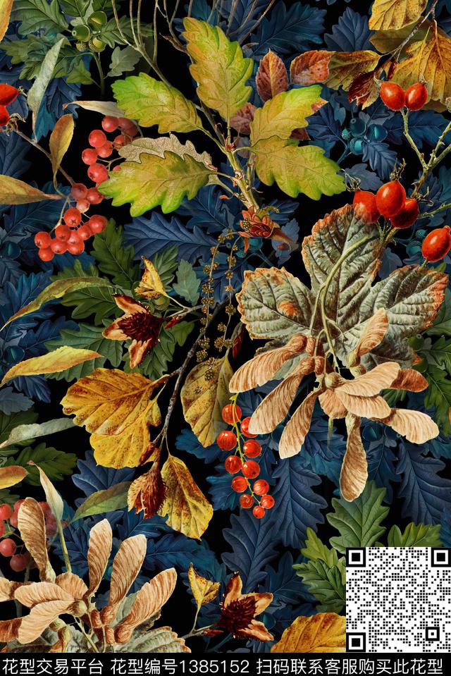 女装花卉植物数码印花华亿平台下载（图片编号: 1385152） - 瓦栏（Walan）