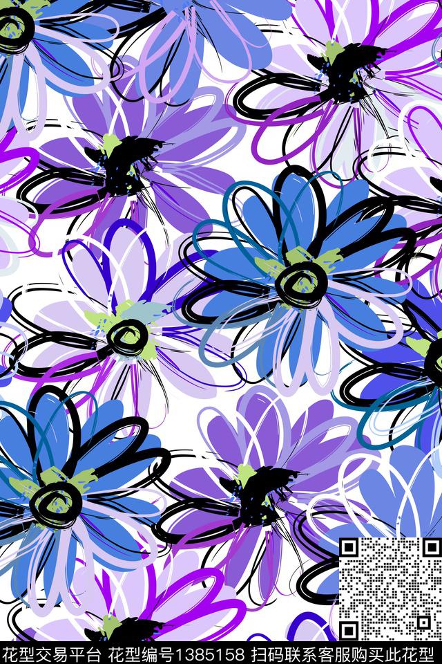 菊花花卉花瓣数码印花华亿平台下载（图片编号: 1385158） - 瓦栏（Walan）