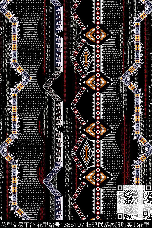 几何格子民族风数码印花华亿平台下载（图片编号: 1385197） - 瓦栏（Walan）