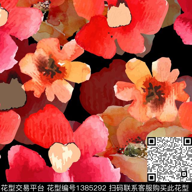 花卉大牌风潮牌数码印花华亿平台下载（图片编号: 1385292） - 瓦栏（Walan）