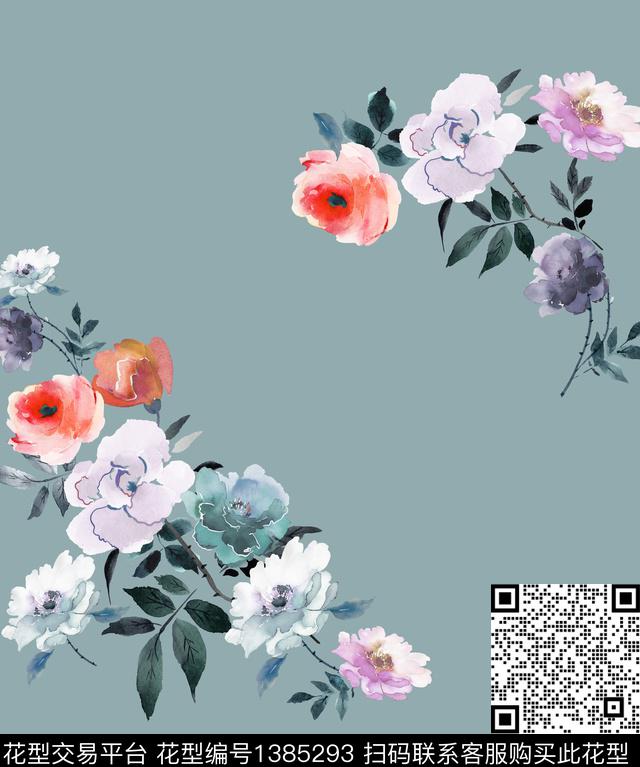 花卉大牌风潮牌数码印花华亿平台下载（图片编号: 1385293） - 瓦栏（Walan）