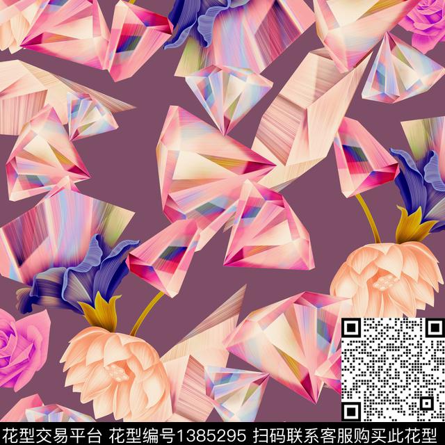 大牌风潮牌抽象数码印花华亿平台下载（图片编号: 1385295） - 瓦栏（Walan）