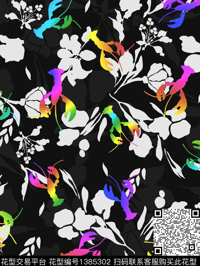 花卉大牌风虾数码印花华亿平台下载（图片编号: 1385302） - 瓦栏（Walan）