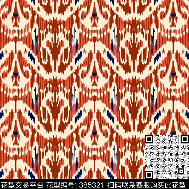 几何民族风大牌风数码印花华亿平台下载（图片编号: 1385321） - 瓦栏（Walan）