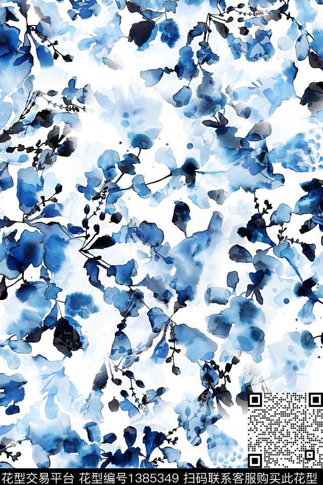 肌理抽象花卉扎染华亿平台数码印花华亿平台下载（图片编号: 1385349） - 瓦栏（Walan）