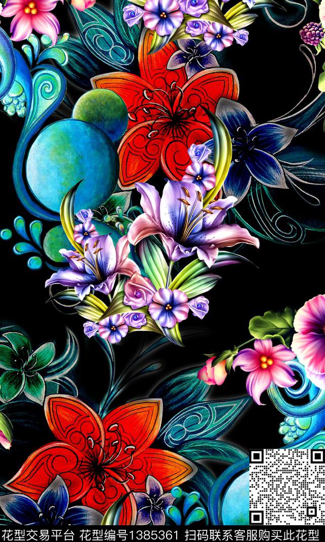 女装花卉雕印华亿平台数码印花华亿平台下载（图片编号: 1385361） - 瓦栏（Walan）