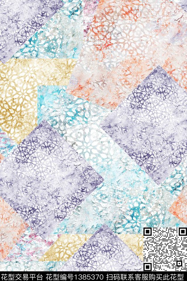 几何民族风雪纺数码印花华亿平台下载（图片编号: 1385370） - 瓦栏（Walan）