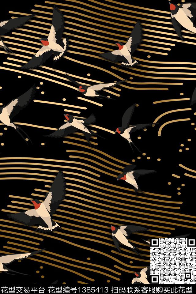 几何写意动物数码印花华亿平台下载（图片编号: 1385413） - 瓦栏（Walan）