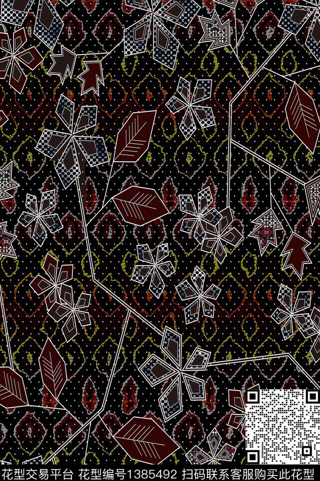 几何格子雕印华亿平台数码印花华亿平台下载（图片编号: 1385492） - 瓦栏（Walan）