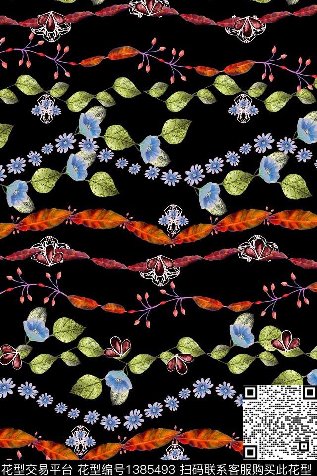 绿植树叶花卉雕印华亿平台数码印花华亿平台下载（图片编号: 1385493） - 瓦栏（Walan）