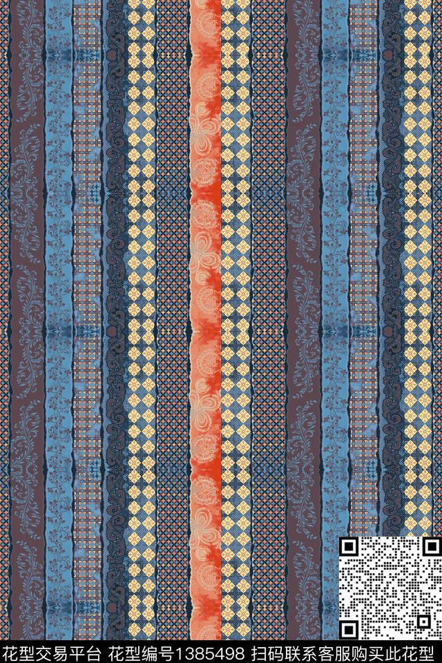 女装时尚条纹传统纹样数码印花华亿平台下载（图片编号: 1385498） - 瓦栏（Walan）