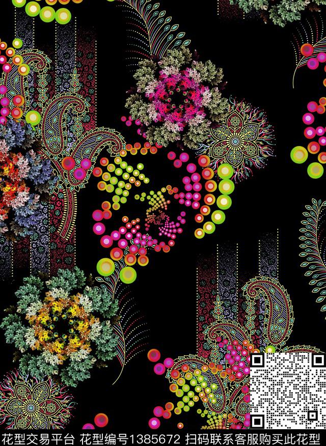 几何民族风大牌风数码印花华亿平台下载（图片编号: 1385672） - 瓦栏（Walan）