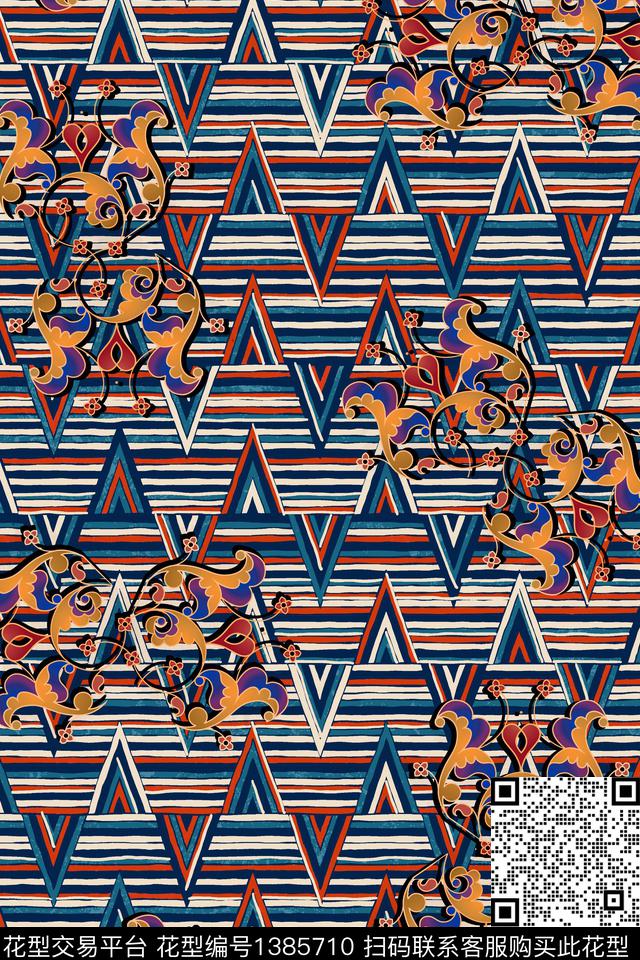 民族风真丝几何数码印花华亿平台下载（图片编号: 1385710） - 瓦栏（Walan）