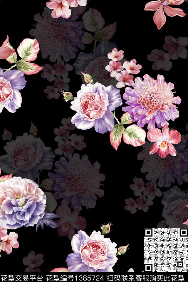 绿植树叶花卉大牌风数码印花华亿平台下载（图片编号: 1385724） - 瓦栏（Walan）