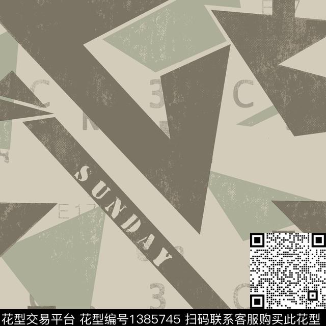 几何字母抽象男装传统印花华亿平台下载（图片编号: 1385745） - 瓦栏（Walan）