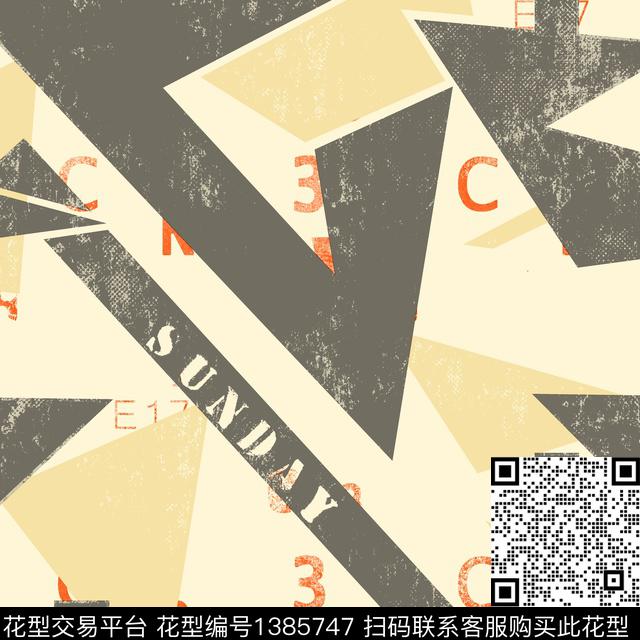 几何字母抽象男装传统印花华亿平台下载（图片编号: 1385747） - 瓦栏（Walan）