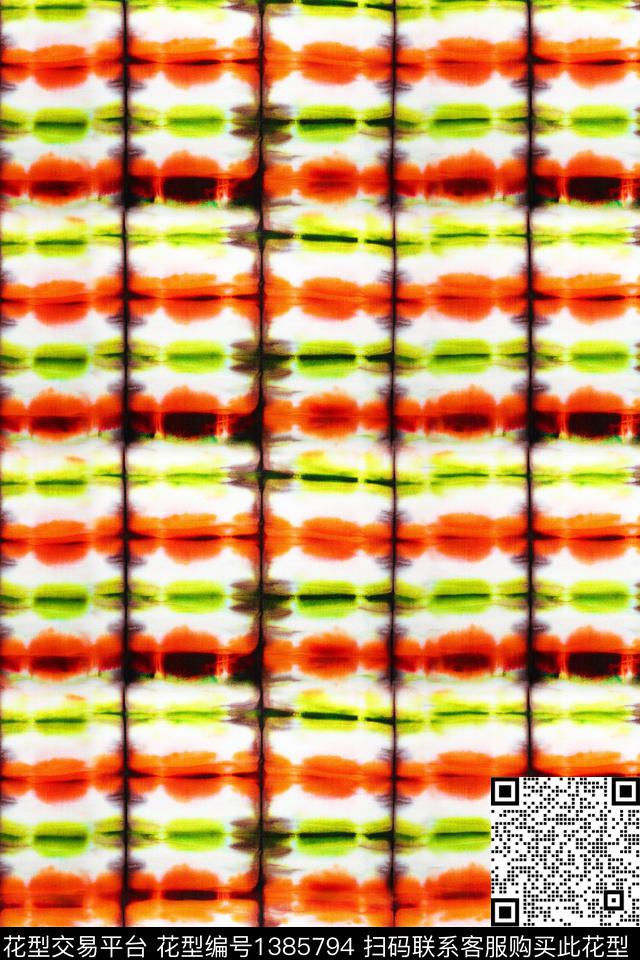 格子扎染华亿平台大牌风数码印花华亿平台下载（图片编号: 1385794） - 瓦栏（Walan）