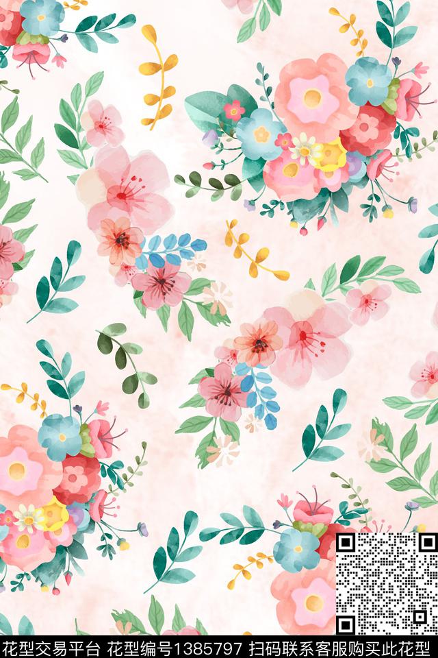 时尚女装小碎花数码印花华亿平台下载（图片编号: 1385797） - 瓦栏（Walan）