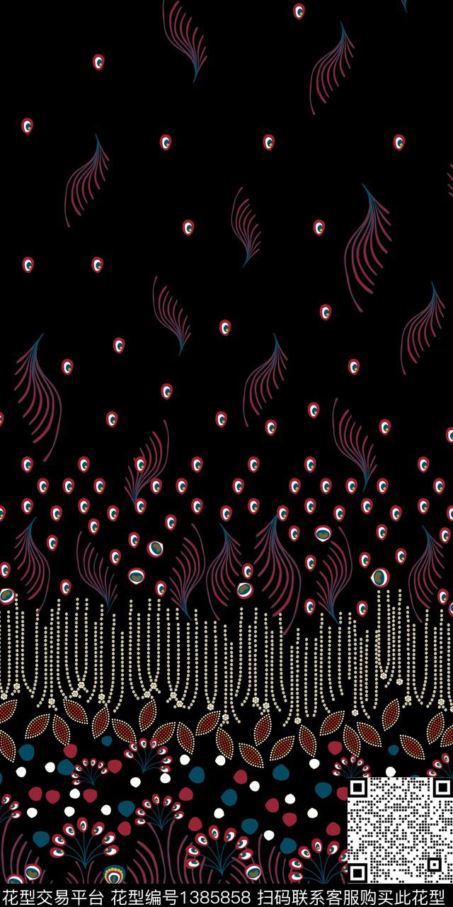 几何花卉波点数码印花华亿平台下载（图片编号: 1385858） - 瓦栏（Walan）
