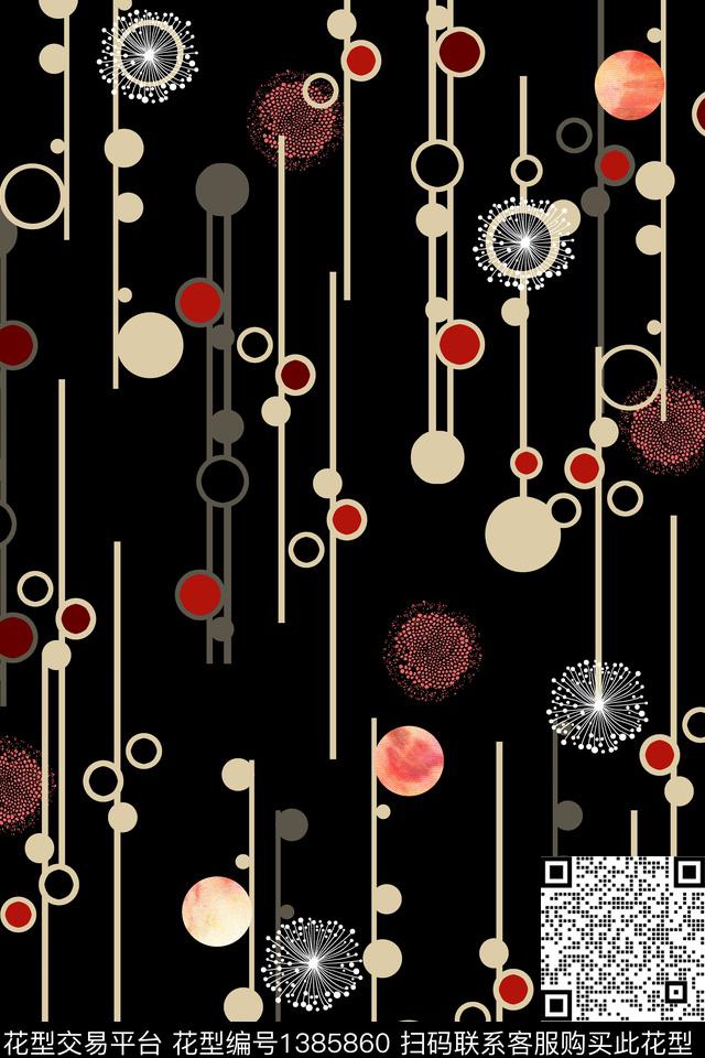 几何线条圆形数码印花华亿平台下载（图片编号: 1385860） - 瓦栏（Walan）