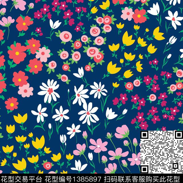 花卉春夏华亿平台大牌风数码印花华亿平台下载（图片编号: 1385897） - 瓦栏（Walan）