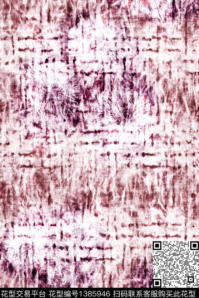 几何肌理抽象花卉数码印花华亿平台下载（图片编号: 1385946） - 瓦栏（Walan）