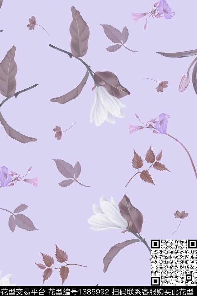 花卉北欧兰花数码印花华亿平台下载（图片编号: 1385992） - 瓦栏（Walan）
