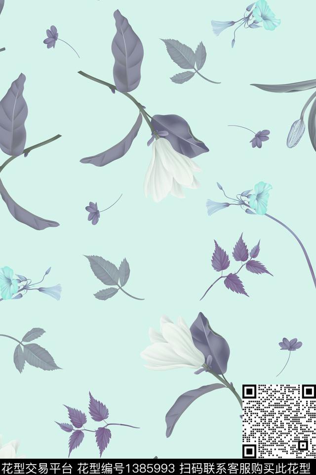 花卉北欧兰花数码印花华亿平台下载（图片编号: 1385993） - 瓦栏（Walan）