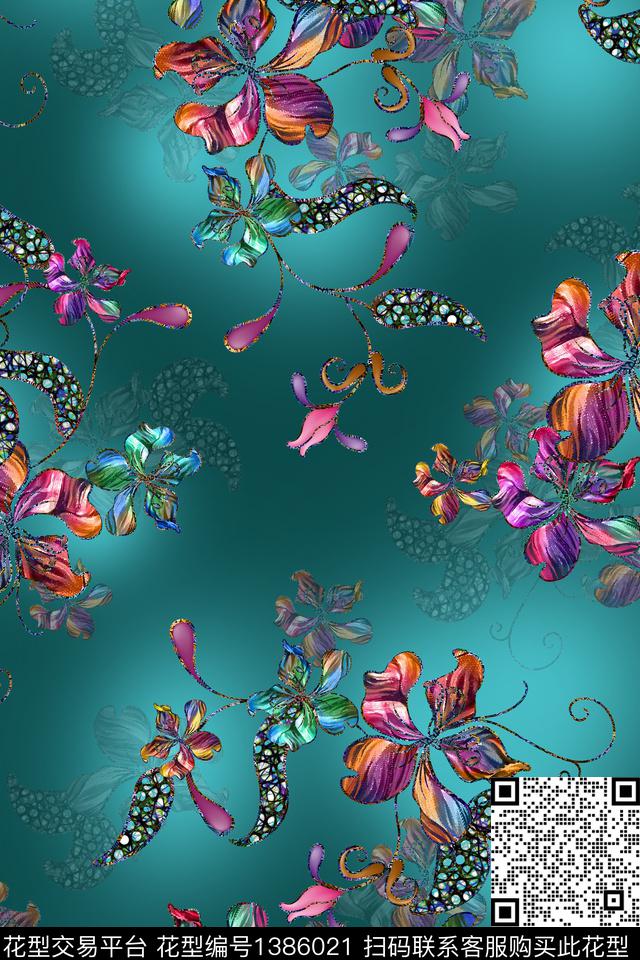 纸印花花卉中老年数码印花华亿平台下载（图片编号: 1386021） - 瓦栏（Walan）