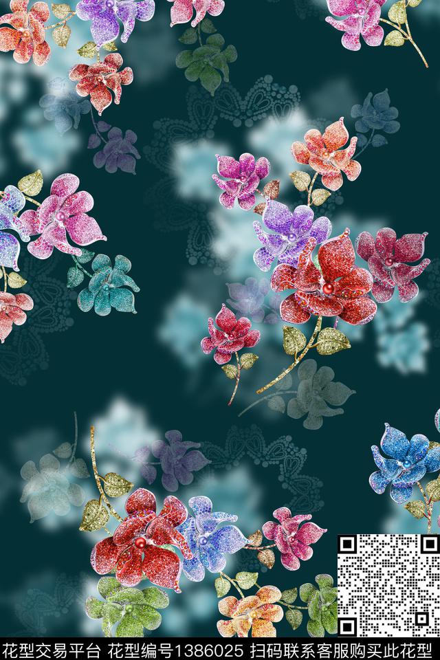 纸印花花卉中老年数码印花华亿平台下载（图片编号: 1386025） - 瓦栏（Walan）